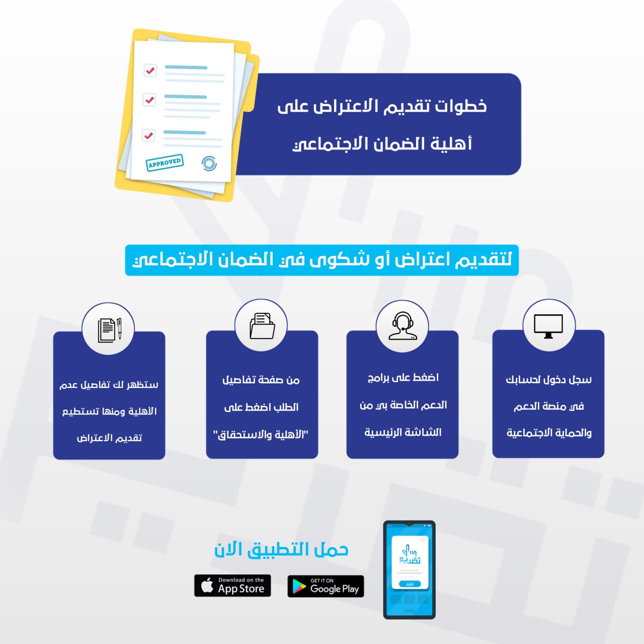 خطوات تقديم اعتراض على عدم الأهلية في الضمان الاجتماعي المطور خطوات تقديم اعتراض على عدم الأهلية في - خطوات تقديم اعتراض على عدم الأهلية في الضمان الاجتماعي المطور
